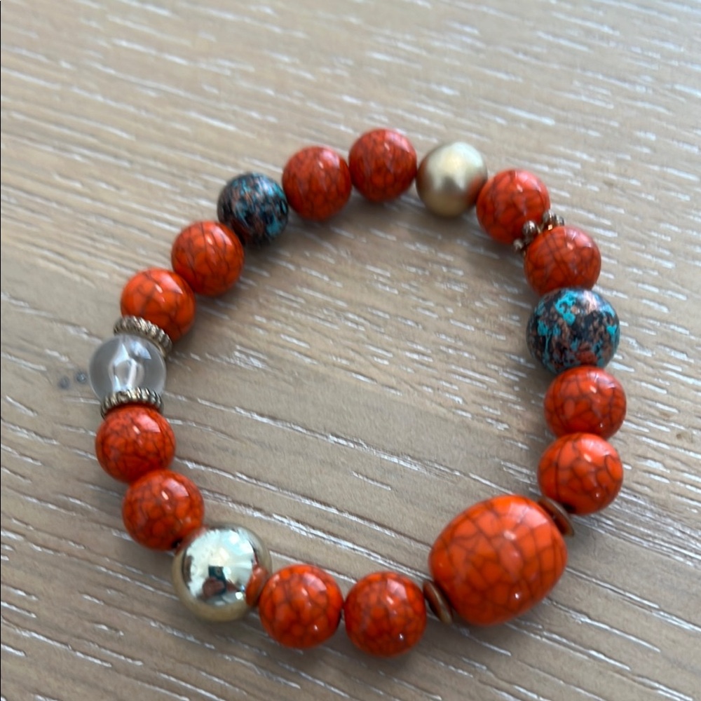Bold Red and Gold Bracelet with Striking Beads